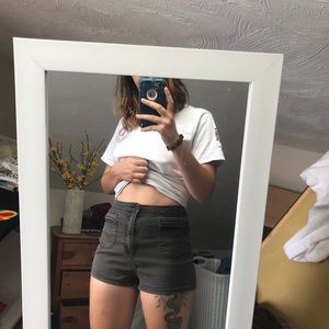 BDG black denim shorts